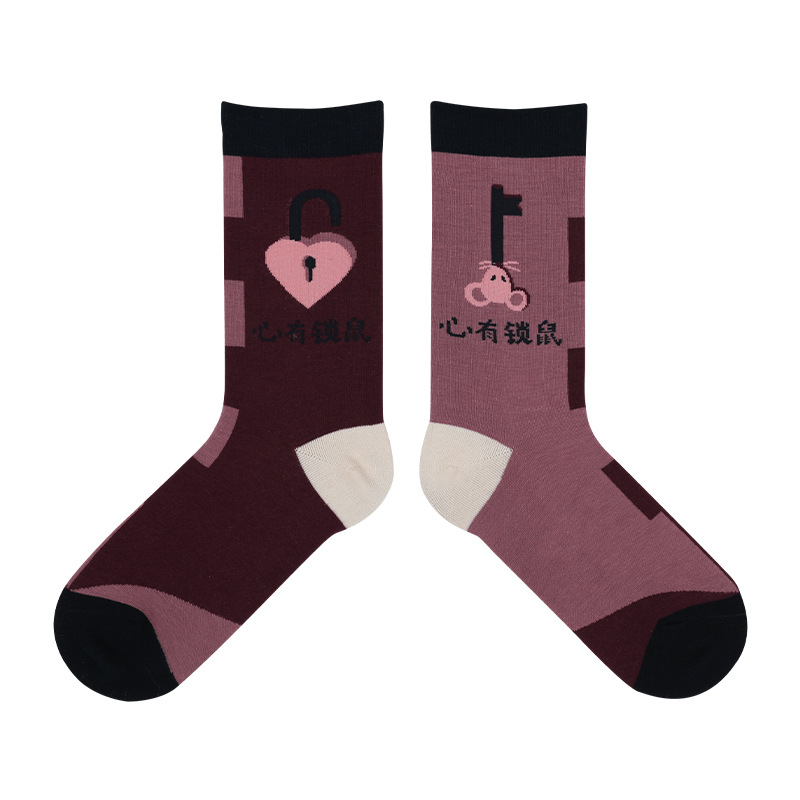 DAMAHOOV Cotton Socks Female Spring Summer Cute Cartoon Socks Crew Socks Original Rat Socks